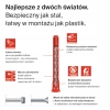 Fischer kołek rozporowy fi 10 + wkręt HybridPower 90 mm płaski mocownaia TV — zestaw 4 szt.