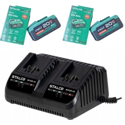STALCO ŁADOWARKA AKUMULATORÓW BATERII 2 AKUMULATOR 20 V 8 Ah S-VOLT BATERIA — zestaw 3 produktów STALCO ŁADOWARKA AKUMULATORÓW BATERII 2 AKUMULATOR 20 V 8 Ah S-VOLT BATERIA — zestaw 3 produktów