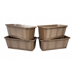 Skrzynka balkonowa Verdenia S 40 x 17 cm brązowa doniczka — zestaw 4 szt. Skrzynka balkonowa Verdenia S 40 x 17 cm brązowa doniczka — zestaw 4 szt.