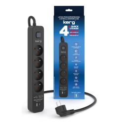 KERG LISTWA ZASILAJĄCA ANTYPRZEPIĘCIOWA 4 GNIAZDA 1x USB-A 1xUSB-C 5 m