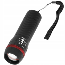 Mini Ręczna Latarka LED 1W 60lm Funkcja Zoom ze Smyczą Czarna na Baterie Mini Ręczna Latarka LED 1W 60lm Funkcja Zoom ze Smyczą Czarna na Baterie