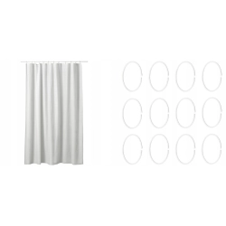 IKEA BJARSEN Zasłona prysznicowa 180x200cm biała WODOODPORNA + KÓŁKA — zestaw 2 produktów IKEA BJARSEN Zasłona prysznicowa 180x200cm biała WODOODPORNA + KÓŁKA — zestaw 2 produktów