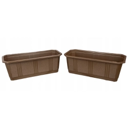Skrzynka balkonowa Verdenia S 40 x 17 cm brązowa doniczka — zestaw 2 szt. Skrzynka balkonowa Verdenia S 40 x 17 cm brązowa doniczka — zestaw 2 szt.