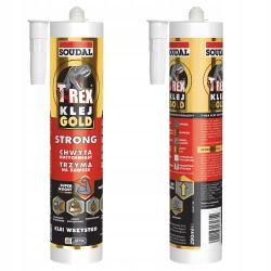 Klej montażowy uniwersalny Soudal T-REX GOLD STRONG 290 ml hybrydowy biały — zestaw 2 szt. Klej montażowy uniwersalny Soudal T-REX GOLD STRONG 290 ml hybrydowy biały — zestaw 2 szt.
