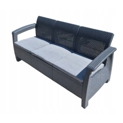 KETER CORFU SOFA 3 OSOBOWA LOVE SEAT ANTRACYT ŁAWKA