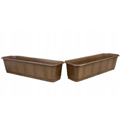 Skrzynka balkonowa 79 x 17 cm tworzywo sztuczne doniczka — zestaw 2 szt.