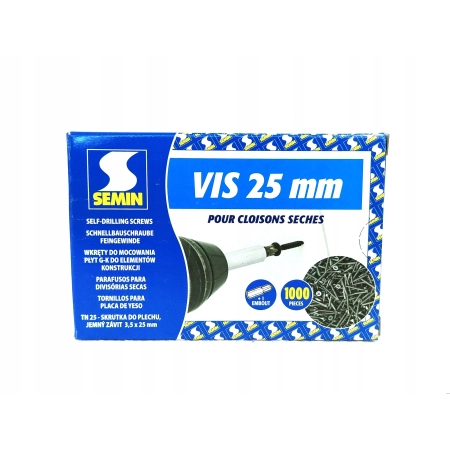 Wkręt Semin do metalu 3,5 mm x 25 mm 1000 szt. do płyt GK