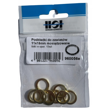 HIS PODKŁADKI POD ZAWIASY 11X16MM MOSIĄDZOWANE - 10 sztuk