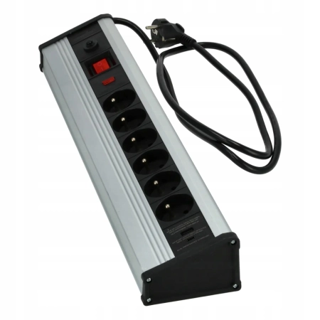 SCHMITH PRZEDŁUŻACZ ALU 6 GNIAZD 1,5M USB 3X1,5MM
