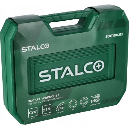 Stalco zestaw kluczy nasadowych i płasko oczkowych, 219 elementów S-54005