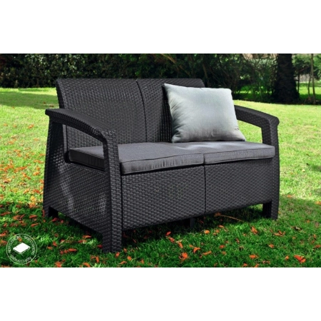 Sofa ogrodowa 2-osobowa KETER Corfu II Love Grafit