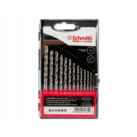 SCHMITH KOMPLET WIERTEŁ DO METALU HSS 13 SZT