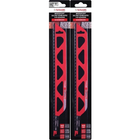 SCHMITH Brzeszczot do pustaków cegły 455 mm piła szablasta SCH04B02202 — zestaw 2 szt.