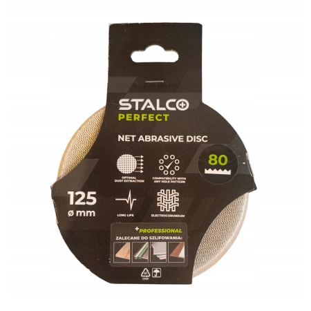 STALCO KRĄŻEK ŚCIERNY SIATKOWY 125MM GR. 80 DO SZLIFOWANIA NA RZEP -5 SZTUK
