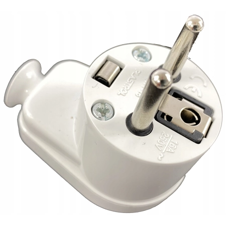 Wtyczka kątowa 2p+Z 16A 250V biała