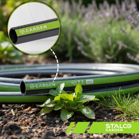 WĄŻ OGRODOWY 3 WARSTWY ZBROJONY MOCNY WYTRZYMAŁY 1/2″ 50M STALCO GARDEN