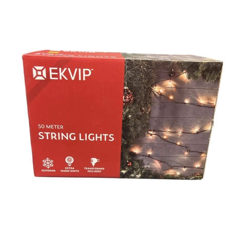 EKVIP LAMPKI CHOINKOWE LED 50 m IP44 500 LED CIEPŁA BIAŁA