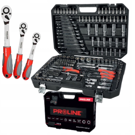 Proline zestaw klucze nasadowe 1/2" 1/4" 3/8" Torx bity