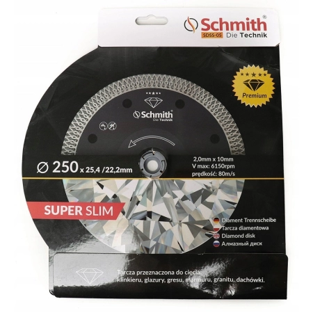 SCHMITH Tarcza diamentowa 250x25,4x2,0 mm do gresu glazury marmuru SDSS-05