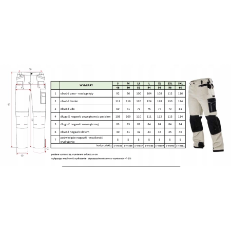 STALCO SPODNIE ROBOCZE DO PASA SUMMER LINE ROZ XL - 56
