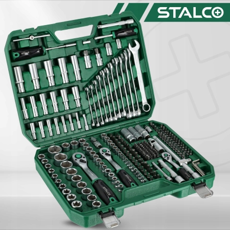 Stalco zestaw kluczy nasadowych i płasko oczkowych, 219 elementów S-54005