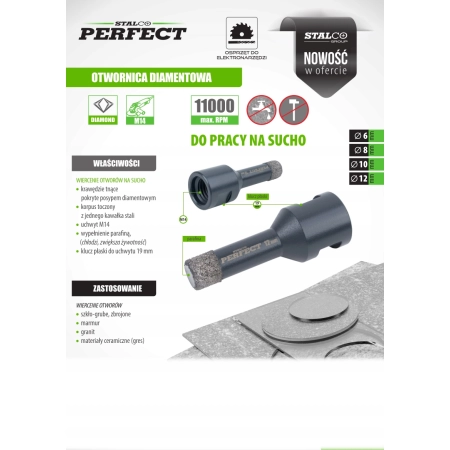 STALCO PERFECT OTWORNICA DIAMENTOWA 6MM UCHWYT M14