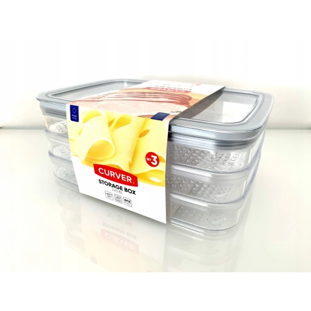 CURVER DRY STORAGE BOX 3X0,8l POJEMNIK NA SER I WĘDLINY 3W1 — zestaw 2 szt.