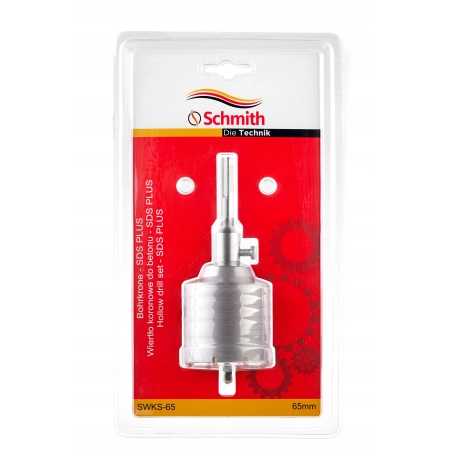 SCHMITH OTWORNICA WIDIOWA DO BETONU KORONKA 65mm SDS Z WIERTŁEM PILOTUJĄCYM