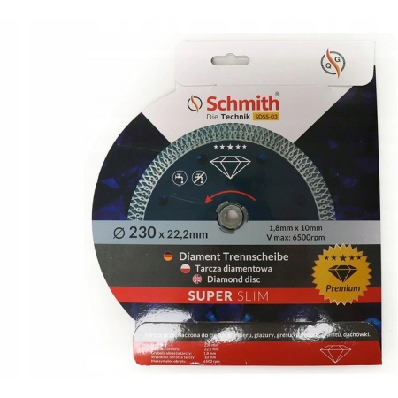 Tarcza diamentowa GRESU, DACHÓWKI, GRANITU, GLAZURY Schmith SDSS-03 230mm