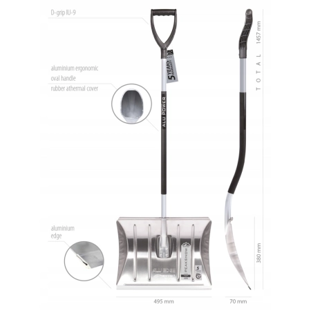 PROSPERPLAST ŁOPATA DO ŚNIEGU ALU EDGE ERGO ALUMINIOWA 49 x 145,7 cm ALUMAX