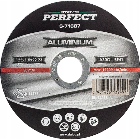 STALCO TARCZA DO CIĘCIA ALUMINIUM 125X1,0MM S-71657 ALU SZLIFIERKĘ KĄTOWĄ — zestaw 25 szt.
