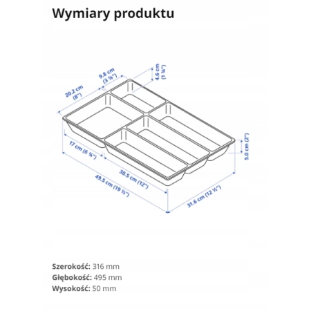 Ikea uppdatera Tacka pojemnik na sztućce 32x50 cm