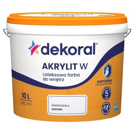 Farba do ścian i sufitów biała Dekoral Akrylit W 10L