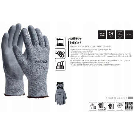 Rękawice Poli Cut 5 R: 11 Stalco PERFECT S-76371