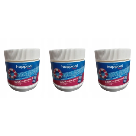 Chlor szok granulat HAPPOOL 0,4 kg X 3 ( 1,2KG) SZOKOWA DYZENFEKCJA WODY