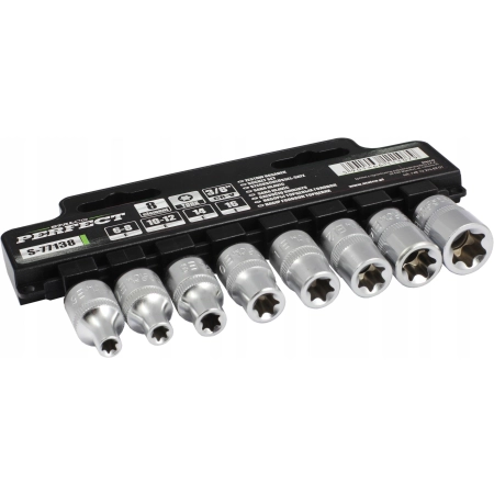 STALCO PERFECT ZESTAW NASADEK 3/8” 8 ELEMENTÓW TORX WEWNĘTRZNY E6-16