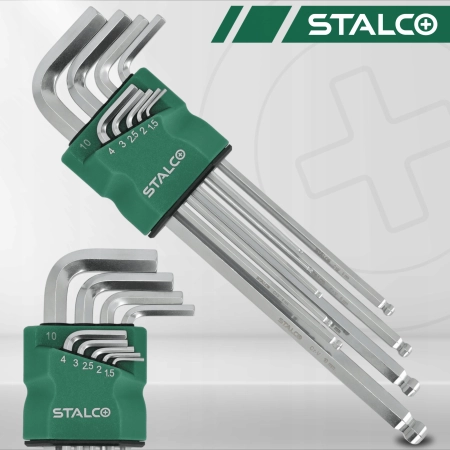 Zestaw długich kluczy sześciokątnych z kulką 9 el. STALCO S-48366
