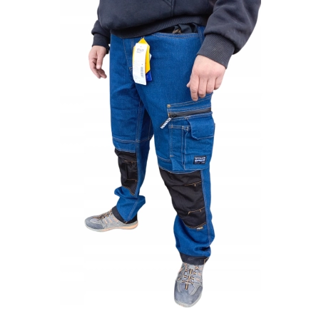 STALCO SPODNIE ROBOCZE DO PASA JEANS JEANSY CORDURA 3M ZAMEK YKK ROZ. XL V2