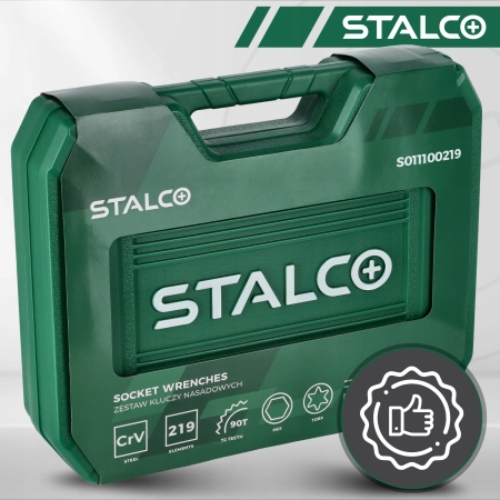 Stalco zestaw kluczy nasadowych i płasko oczkowych, 219 elementów S-54005