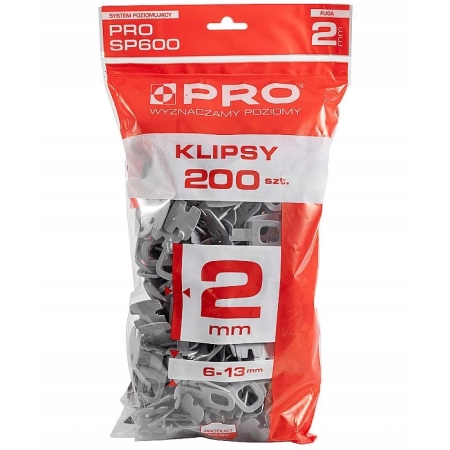 PRO ZACISKI/KLIPSY DO POZIOMOWANIA PŁYTEK 2MM 6-13MM 200SZT