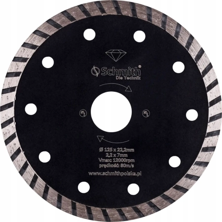 SCHMITH Tarcza diamentowa do materiałów twardych turbo 125x22,2x2,2