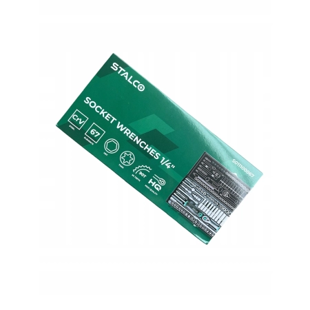 STALCO ZESTAW KLUCZY NASADOWYCH Z GRZECHOTKĄ 1/4” 67 ELEMENTÓW METALOWY BOX