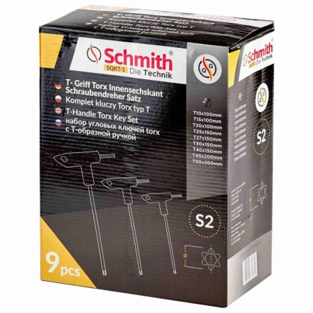 SCHMITH Zestaw kluczy TORX T10-T50 klucze imbusowe typ T 9 szt. SQKT-1