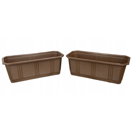 Skrzynka balkonowa Verdenia S 40 x 17 cm brązowa doniczka — zestaw 2 szt.