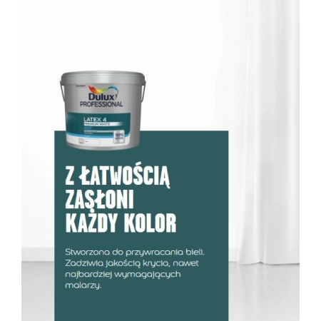 DULUX LATEX 4 FARBA BIAŁA PREMIUM MAT 9L