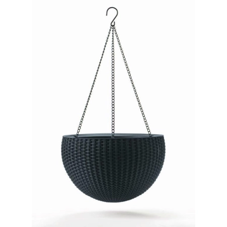 KETER RATTAN HANGING 35CM DONICZKA WISZĄCA GRAFIT DONICA ALA RATAN — zestaw 2 szt.