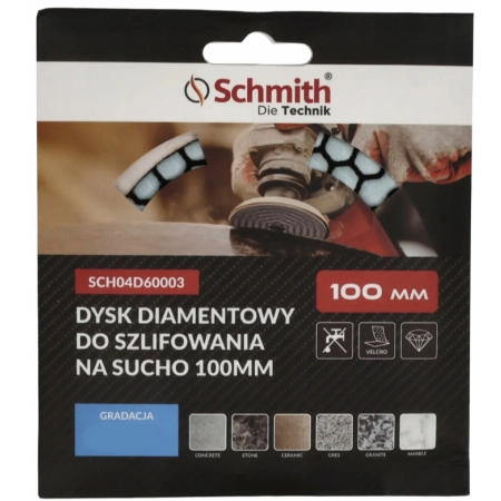 TARCZA DIAMENTOWA POLERSKA DYSK DO SZLIFOWANIA NA SUCHO 100mm #3000 SCHMITH