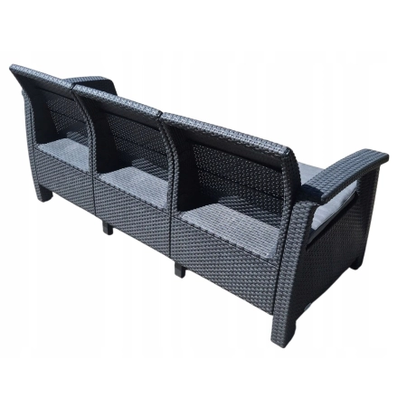 KETER CORFU SOFA 3 OSOBOWA LOVE SEAT ANTRACYT ŁAWKA