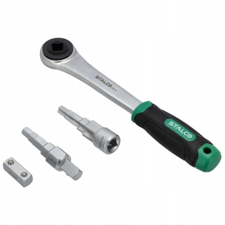 KLUCZE SZTORCOWE M,F + GRZECHOTKA ŚRUBUNKÓW + ADAPTER 1/2'' S-56268 STALCO