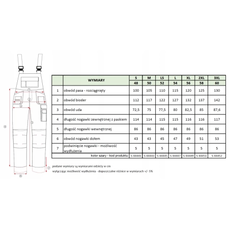 Spodnie ogrodniczki Stalco ALLROUND LINE szaro-czarne r. XXL S-44451